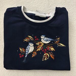 Alfred Dunner Navy Sweatshirt with Bird Embroidery